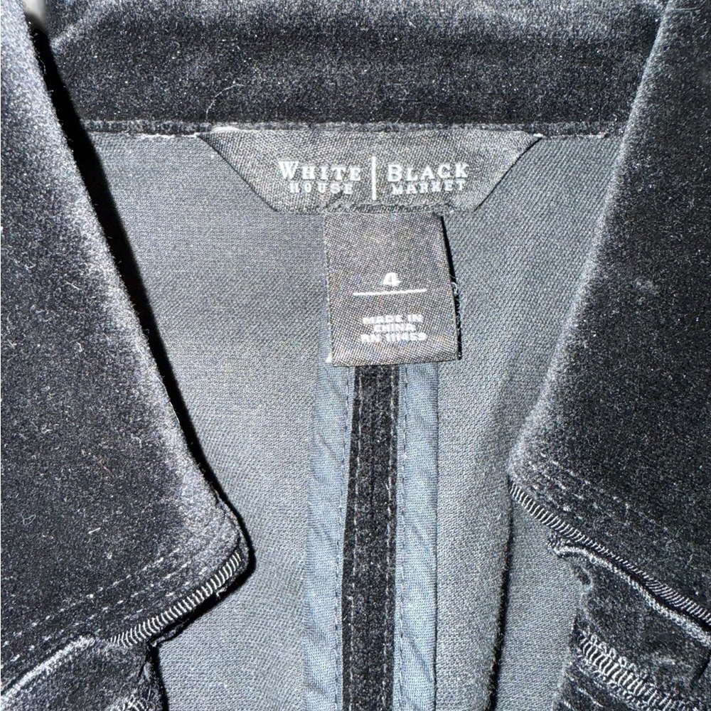 White House Black Market Black Velvet Military Style Blazer Jacket Size 4 - Picture 8 of 9